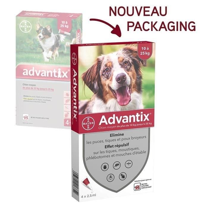 Pour chien moyen de 10 a 25kg Advantix 4 Pipettes Antiparasitaires