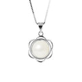PERLINEA- Collier Fleur- Perle de Culture d'Eau Douce  Bouton 8-9 mm Blanc- Bijou Femme- Argent 925 Millièmes