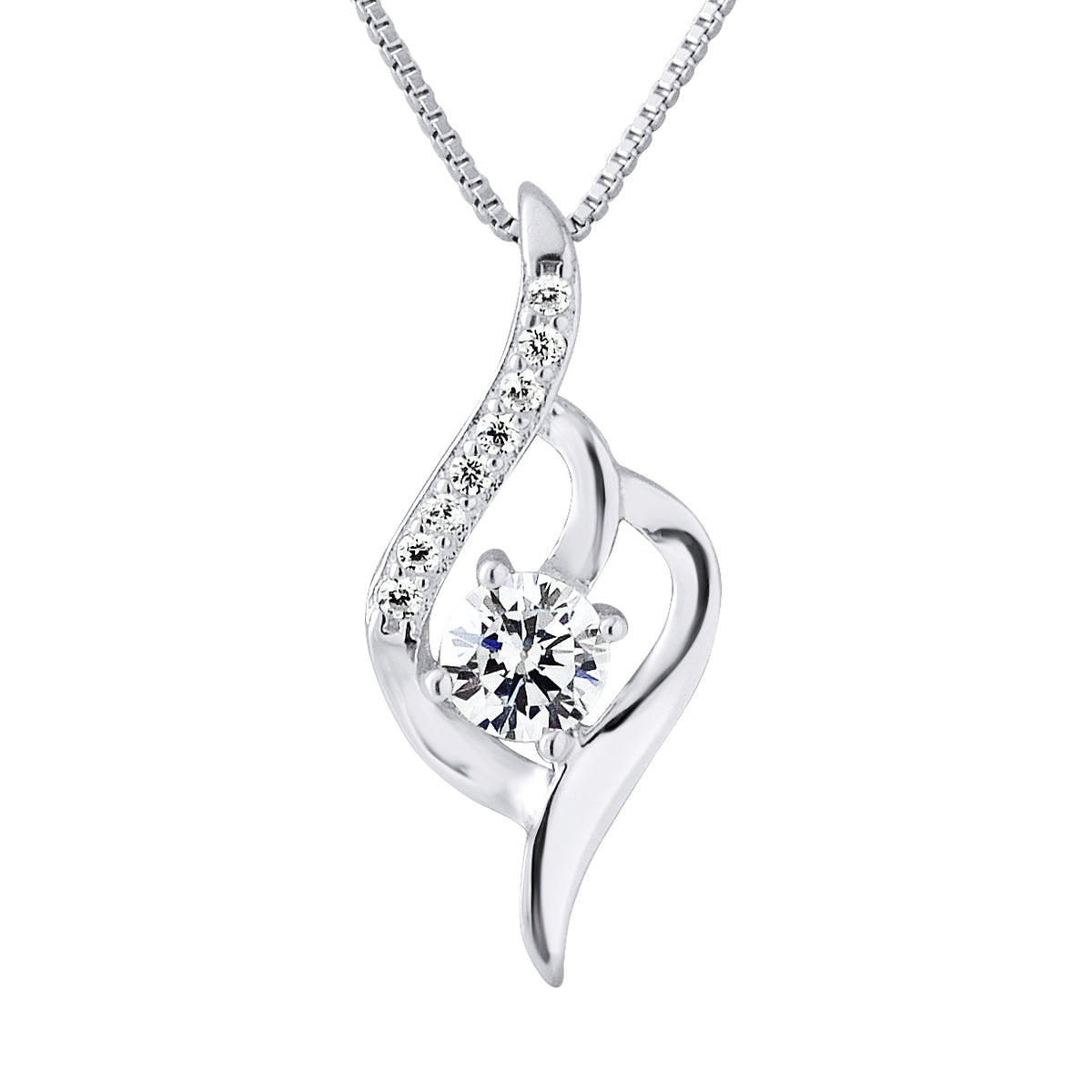 Collier motif "VAGUE" en argent 925/1000 et Oxydes de Zirconium