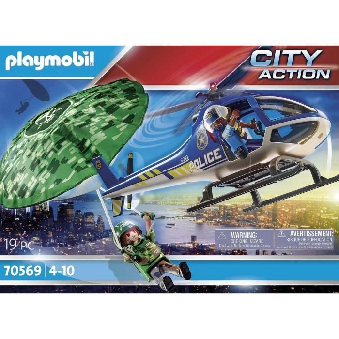 70569 - City Action - Hélicoptere de police et parachutiste Playmobil