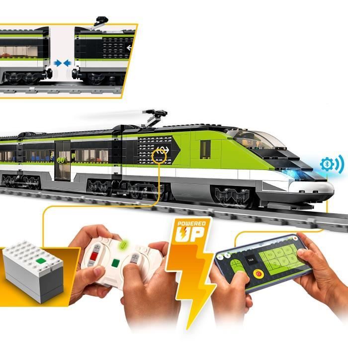Jouet de Train Télécommandé - Phares Fonctionnels - Enfants 7 Ans Lego City Le Train De Voyageurs Express