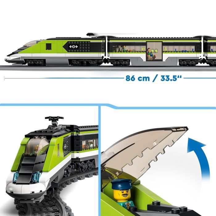 Jouet de Train Télécommandé - Phares Fonctionnels - Enfants 7 Ans Lego City Le Train De Voyageurs Express