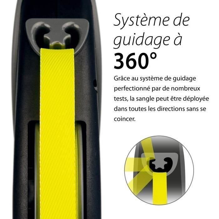 FLEXI - GT3-210-S-NEO-12 - Noir et jaune - Pour chiens jusqu'a 50 kg Laisse Enrouleur Flexi Neon Giant