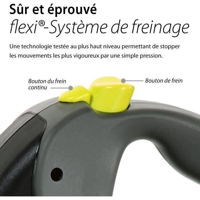 FLEXI - GT3-210-S-NEO-12 - Noir et jaune - Pour chiens jusqu'a 50 kg Laisse Enrouleur Flexi Neon Giant