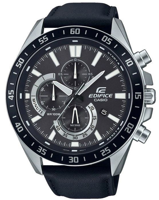 Montre en cuir véritable - EDIFICE - Noir Casio