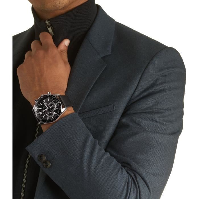 Montre en cuir véritable - EDIFICE - Noir Casio