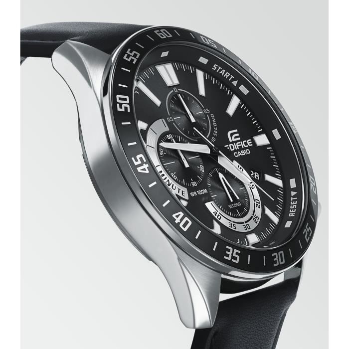 Montre en cuir véritable - EDIFICE - Noir Casio