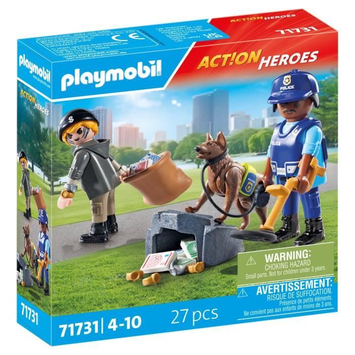 PLAYMOBIL 71731 Policier chien de recherche et voleur