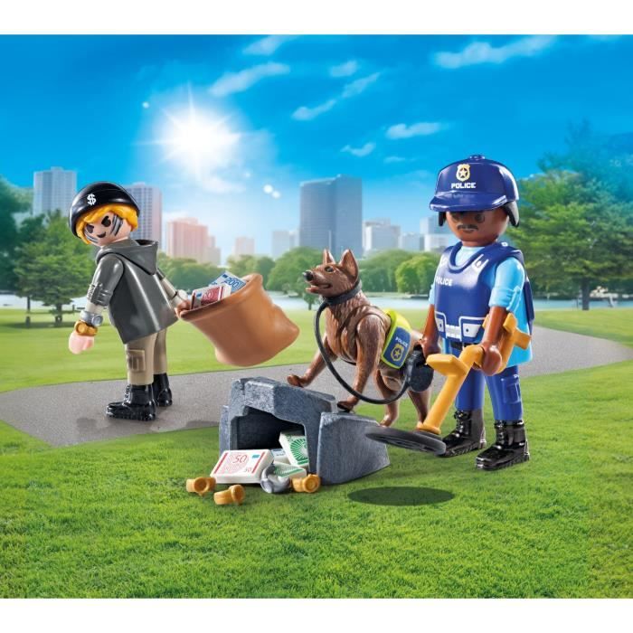 PLAYMOBIL 71731 Policier chien de recherche et voleur
