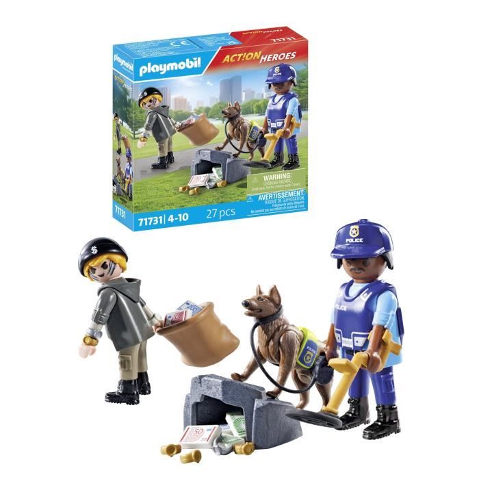 PLAYMOBIL 71731 Policier chien de recherche et voleur
