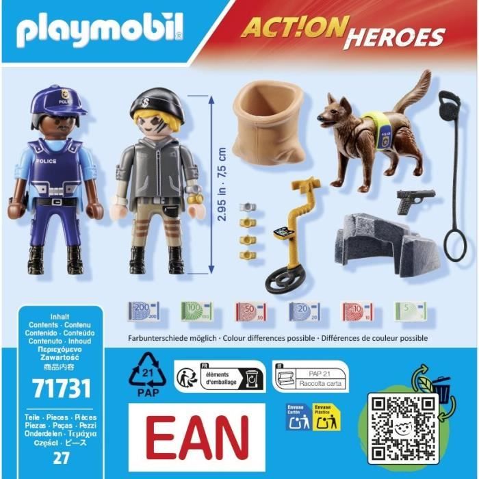 PLAYMOBIL 71731 Policier chien de recherche et voleur