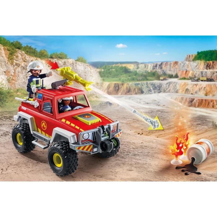 PLAYMOBIL 71824 Véhicule de pompiers avec bidon enflammé