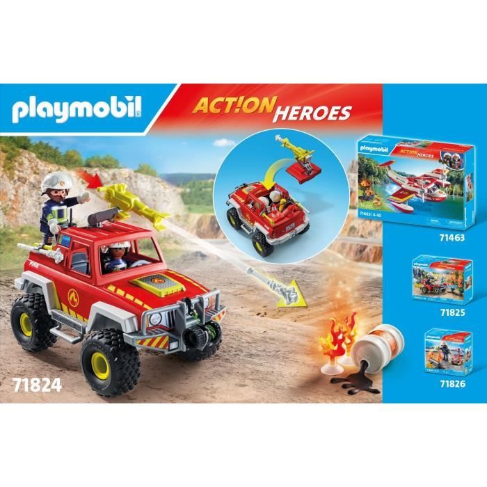 PLAYMOBIL 71824 Véhicule de pompiers avec bidon enflammé
