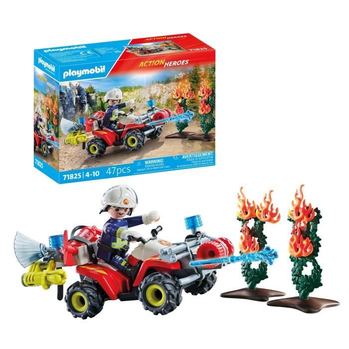 PLAYMOBIL 71825 Pompier avec quad et arbustes enflammés