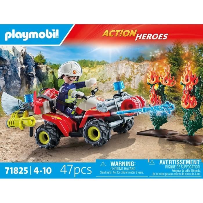 PLAYMOBIL 71825 Pompier avec quad et arbustes enflammés