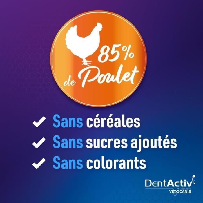 10 Bâtonnets - VETOCANIS - Hygiene Bucco-Dentaire au Poulet pour Chat Dentactiv