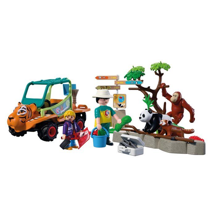 Playmobil 72072 Zoo : Gardien de zoo et véhicule