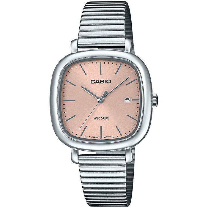 Montre Casio LTP-B166D femme, cadran rose et acier