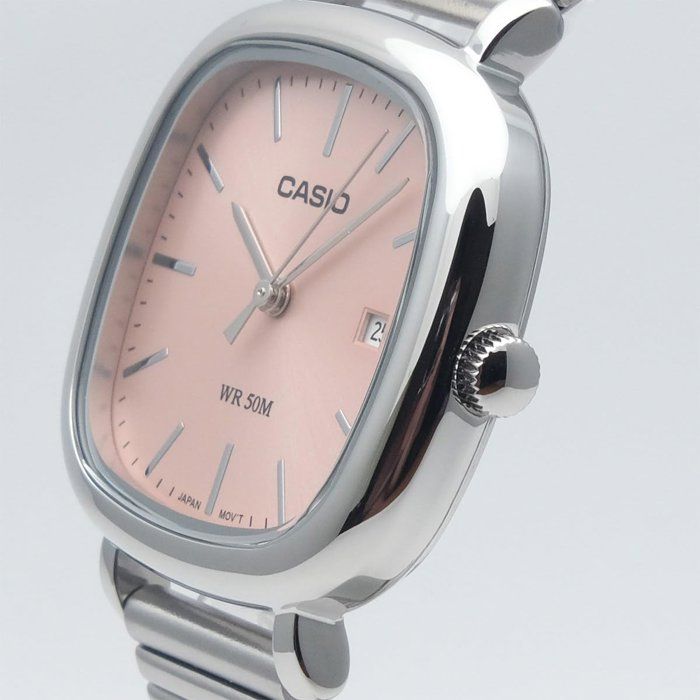 Montre Casio LTP-B166D femme, cadran rose et acier