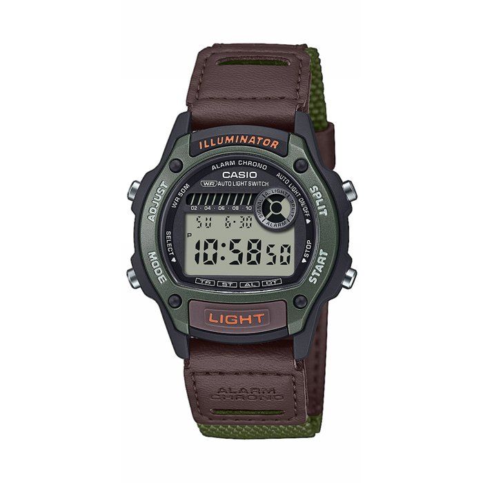Montre Casio W-220HF mixte verte digitale bracelet tissu