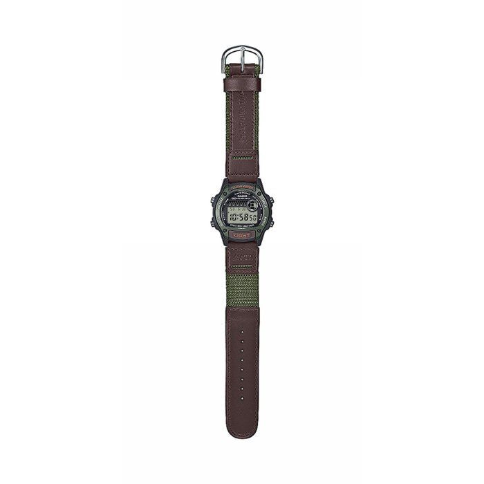 Montre Casio W-220HF mixte verte digitale bracelet tissu