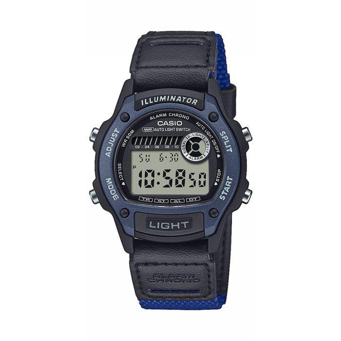 Montre Casio W-220HF mixte bleue digitale bracelet tissu