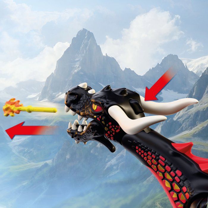 PLAYMOBIL 72114 Dragon noir & chevalier, Adventure les chevaliers, 18 pieces, des 4 ans