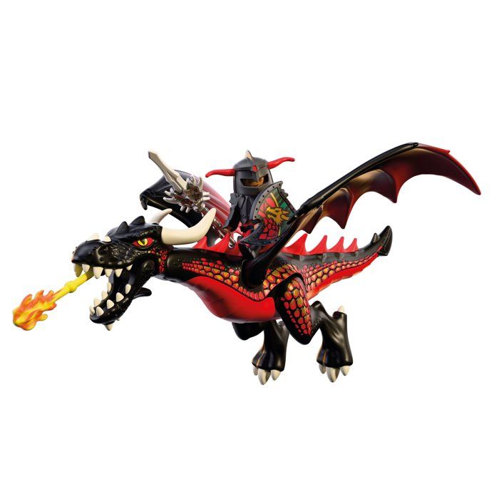 PLAYMOBIL 72114 Dragon noir & chevalier, Adventure les chevaliers, 18 pieces, des 4 ans
