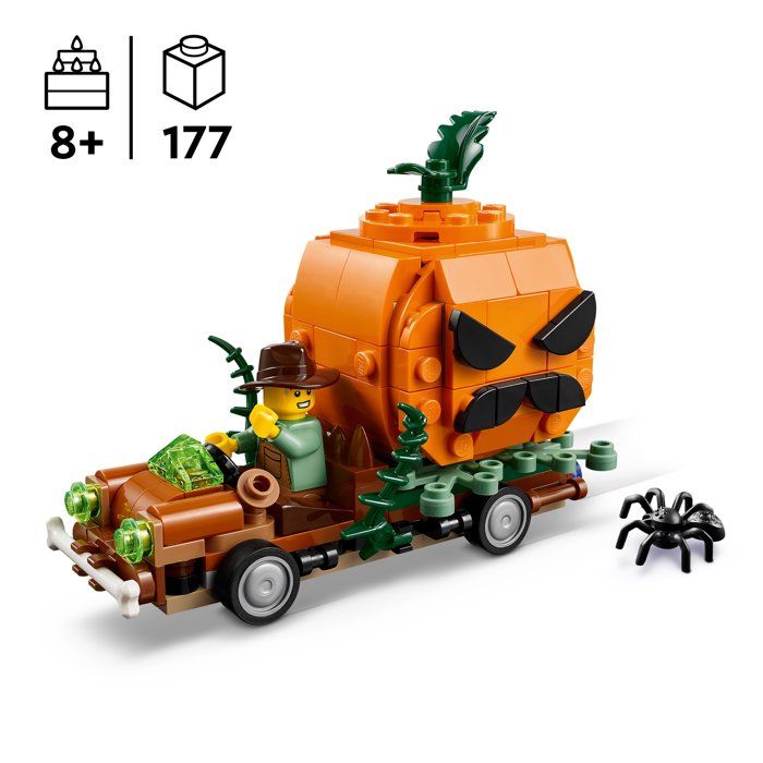 40822 - Camionnette Jack-O'-Lantern, citrouille géante et minifigurine - Des 8 ans Lego Set De Construction Halloween