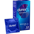 Durex Naturel Plus condoms 12 units natural latex easy-fit anatomically shaped with Zeus scent.