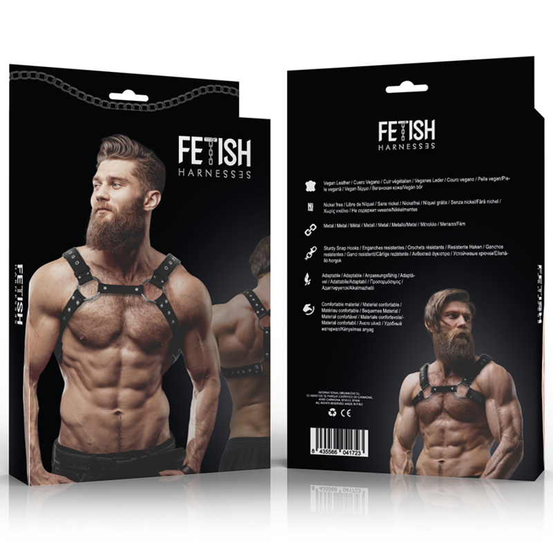 FETISH SUBMISSIVE ATTITUDE - HARNAIS DE POITRINE EN ÉCO-CUIR POUR HOMMES AVEC CLOUS