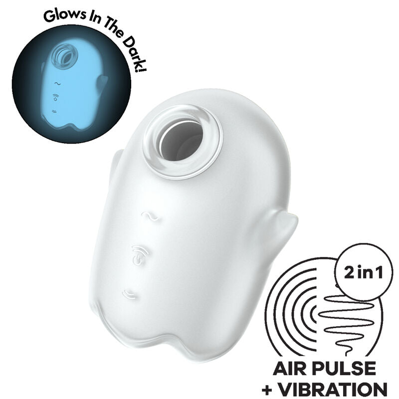 SATISFYER Glowing Ghost - Stimulateur Air Pulse + Vibrations Phosphorescent