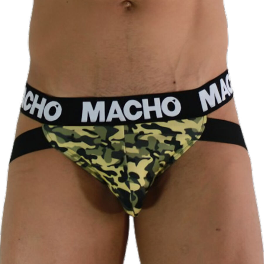 MACHO — Jockstrap Homme MX28MV Militaire Lycra Élasthanne