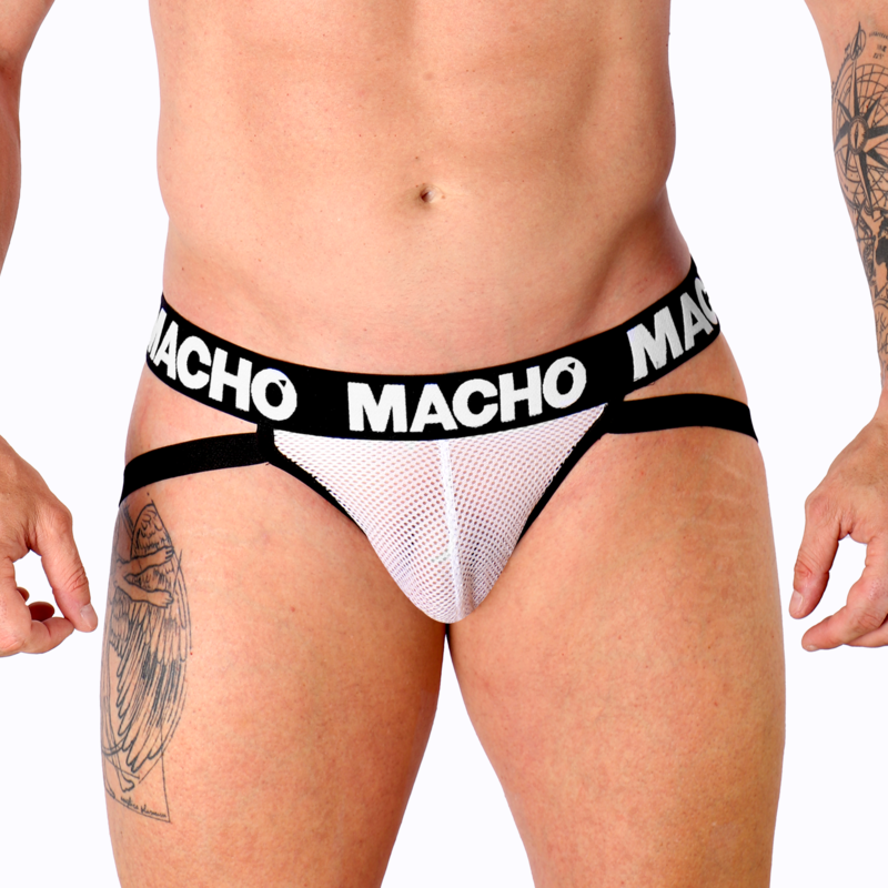 MACHO MX26X1 - Jockstrap Semi-Transparent Blanc Maille Tissu Élastique