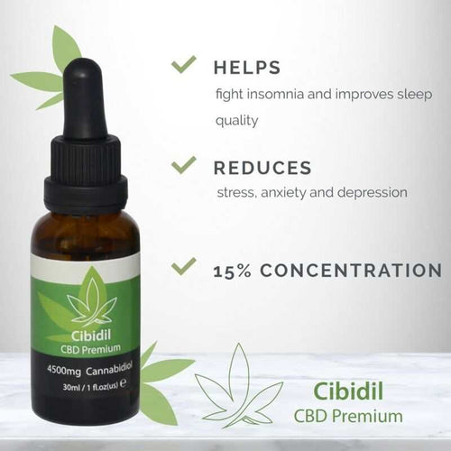 huile de CBD Cibidil 15% calmante 30ml pour insomnia stress anxiété