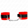 KINK - MANCHETTES DÉBUTANT EN FOURRURE NOIR-ROUGE 30 X 7 CM