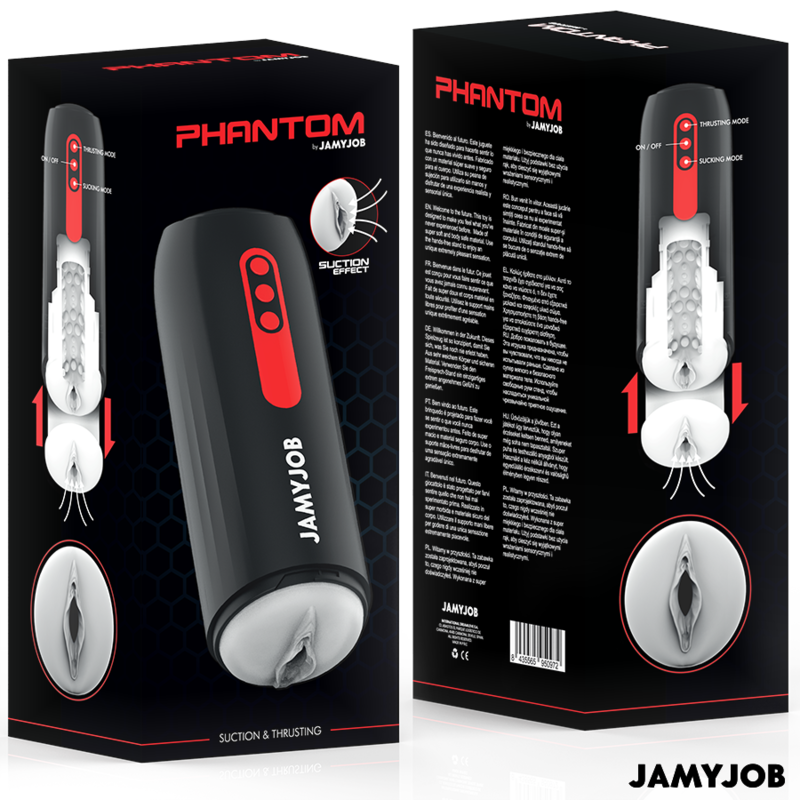 JAMYJOB - MASTURBATEUR VAGIN AUTOMATIQUE PHANTOM 5 MODES D'ASPIRATION ET DE POUSSE