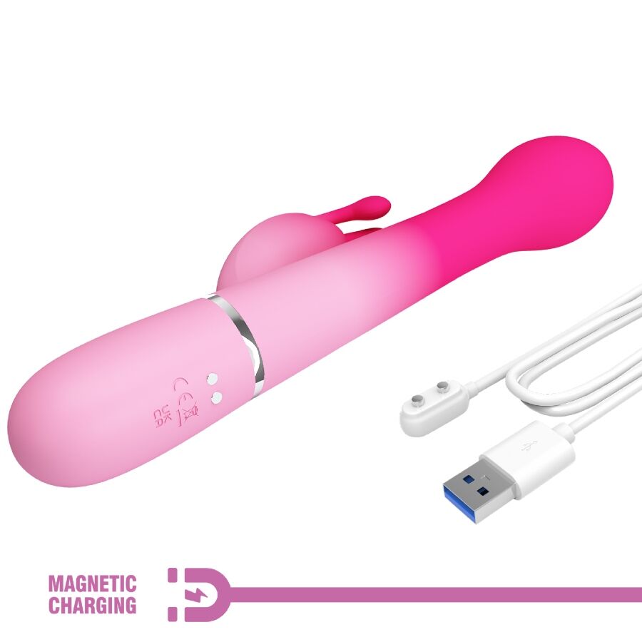 PRETTY LOVE - VIBRATEUR LAPIN MULTIFONCTION 3 EN 1 DEJON ROSE