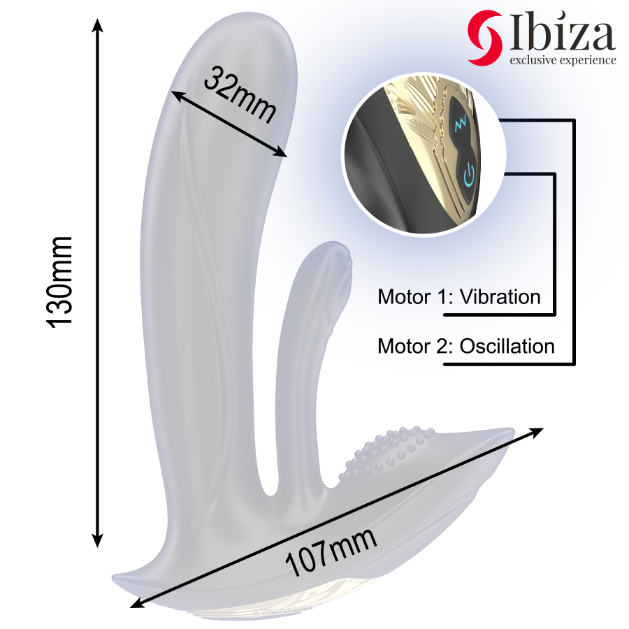 IBIZA - VIBRATEUR PORTABLE AVEC STIMULATION DU POINT G ET DU CLITORIS AVEC TÉLÉCOMMANDE