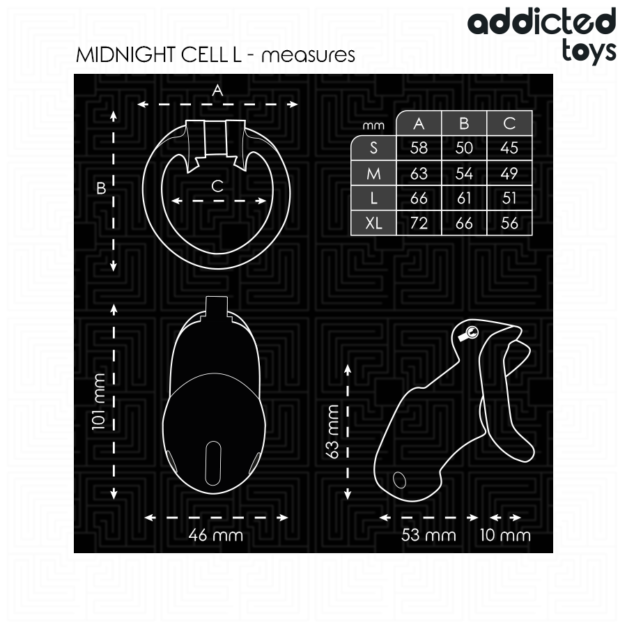 ADDICTED TOYS LOCKED - CAGE À PÉNIS MINDNIGHT CELL TAILLE L