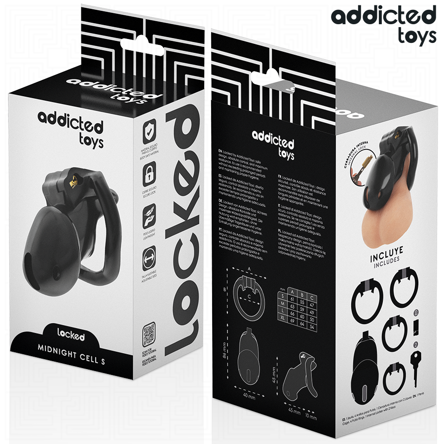 ADDICTED TOYS LOCKED - CAGE À PÉNIS MINDNIGHT CELL TAILLE S 4.8 CM