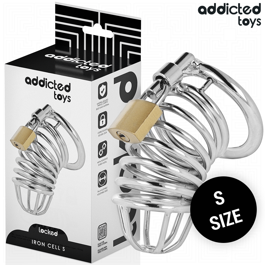 ADDICTED TOYS LOCKED - CAGE À PÉNIS EN MÉTAL IRON CELL 4 CM TAILLE S