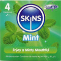 Préservatifs Skins Menthe Pack 4 Extra Lubrifiés Ultra-Fins Latex Naturel Saveur Menthe 55mm x 190mm