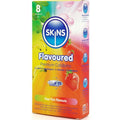 Préservatifs Skins Multi-Saveurs Pack 8 Extra Lubrifiés Latex Naturel Banane Bubblegum Menthe Fraise