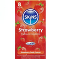 Préservatifs Skins Fraise Pack 8 Extra Lubrifiés Latex Naturel Saveur Fraise 55mm x 190mm