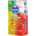 Préservatifs Skins Multi-Saveurs Pack 16 Extra Lubrifiés Latex Naturel Banane Bubblegum Menthe Fraise