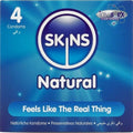 Préservatifs Skins Natural Pack 4 Extra Lubrifiés Ultra-Fins Latex Naturel Vanille