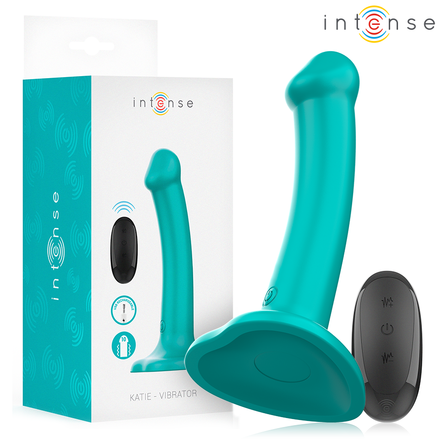 INTENSE - KATIE VIBRATEUR AVEC VENTOUSE 10 VIBRATIONS TÉLÉCOMMANDE BLEUE