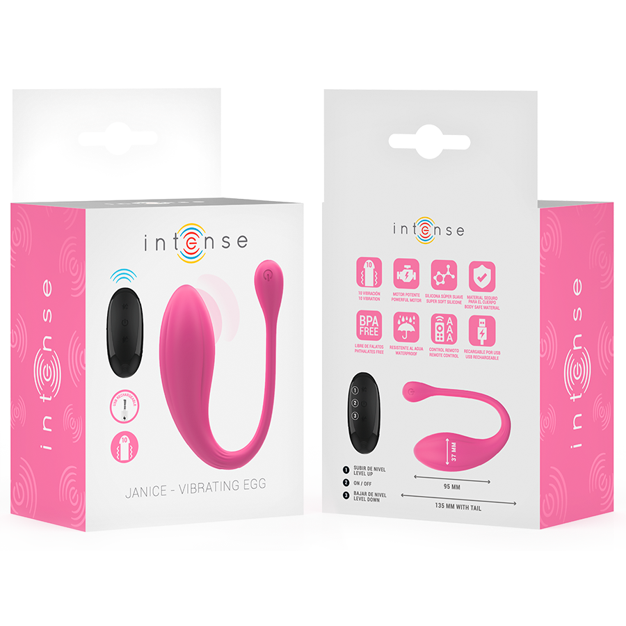 INTENSE - JANICE U VIBRATEUR DOUBLE STIMULATION 10 VIBRATIONS ROSE TÉLÉCOMMANDE
