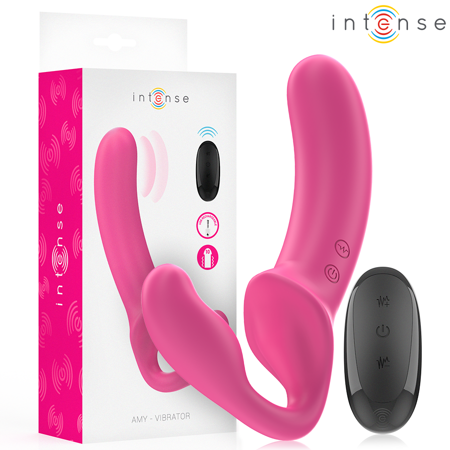 INTENSE - AMY DOUBLE VIBRATEUR 20 CM ROSE TÉLÉCOMMANDE